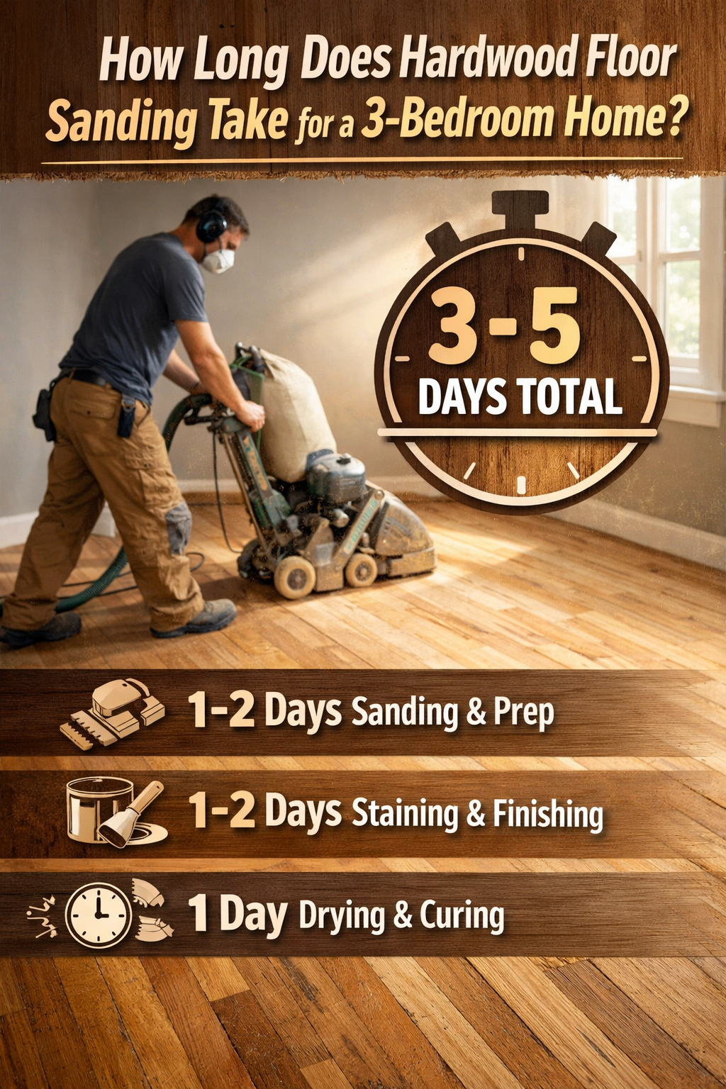 How Long Does Hardwood Floor Sanding Take for a 3-Bedroom Home