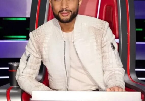 TV Show The Voice 2026 John Legend Full Zip Crocodile Leather Jacket in White