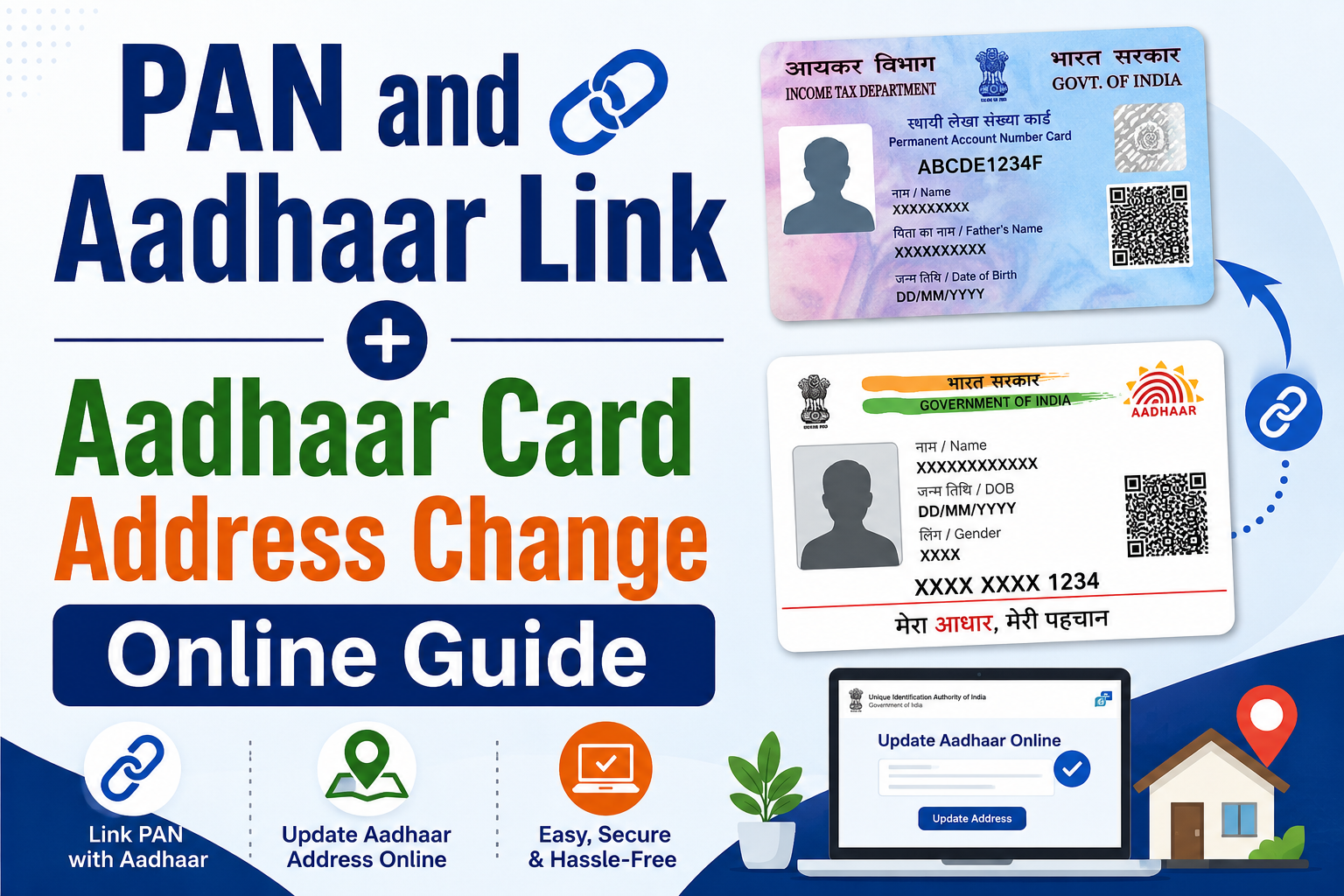 PAN and Aadhaar Link + Aadhaar Card Address Change Online Guide