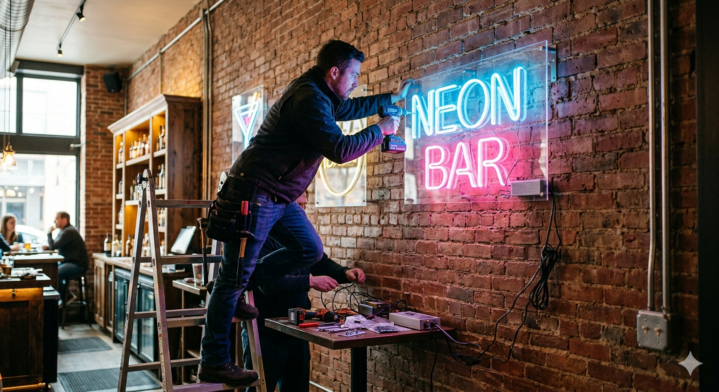 Neon Light Signs Installation
