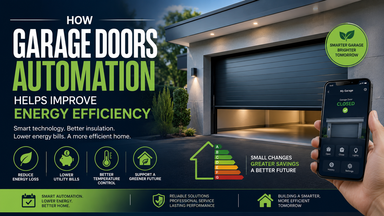 Smart garage door automation for improved home energy efficiency