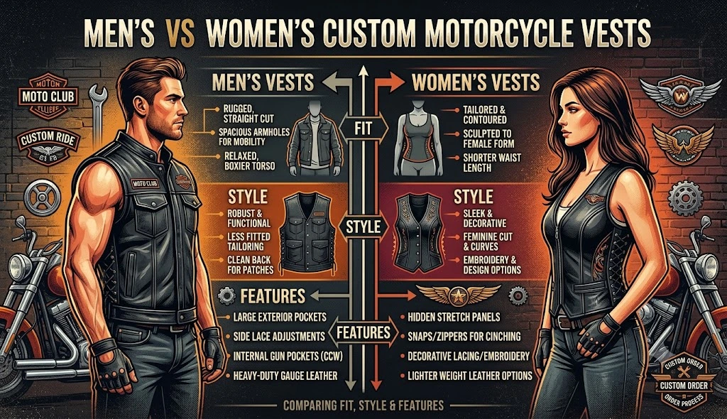 Men's vs Women's Custom Motorcycle Vests