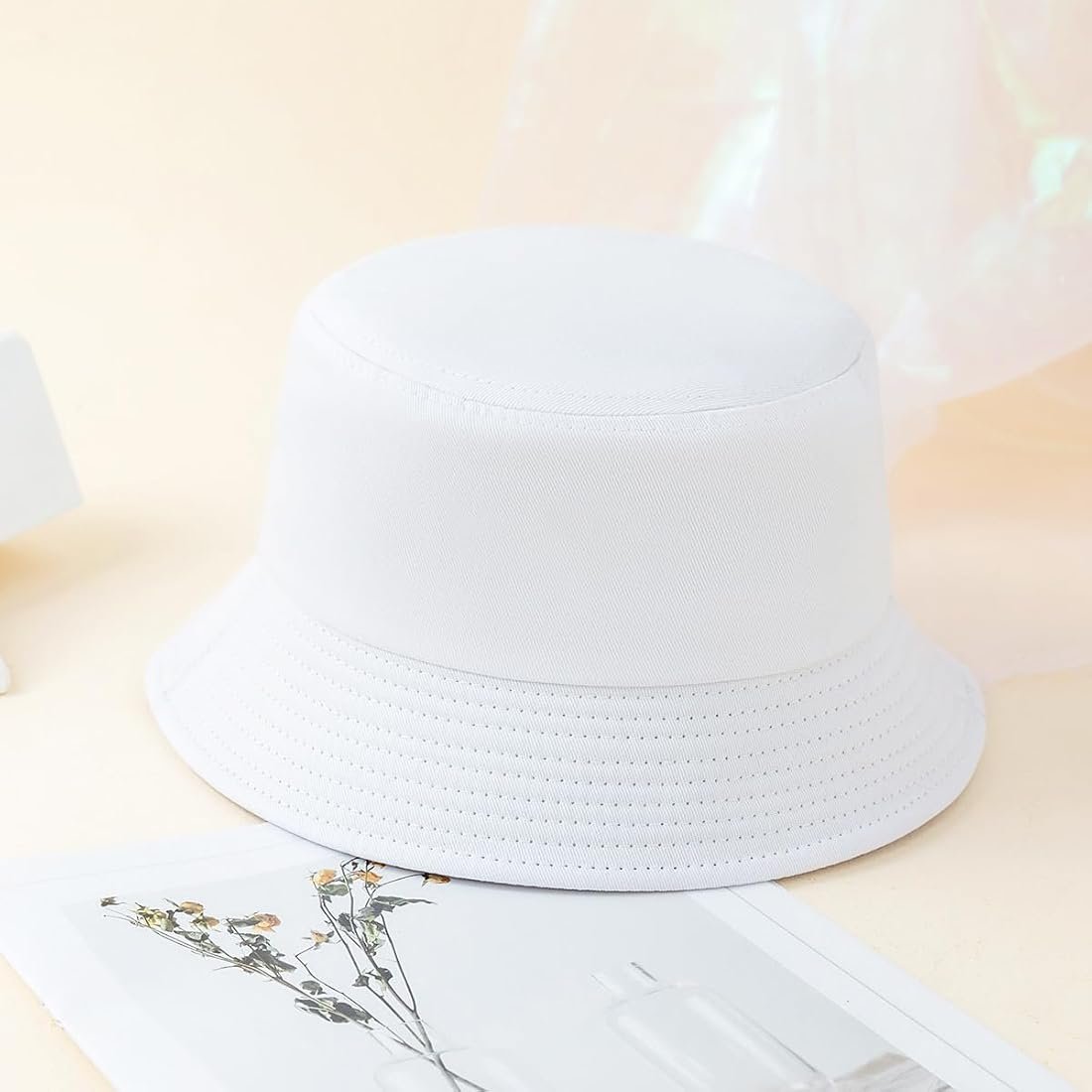 White womens bucket hat