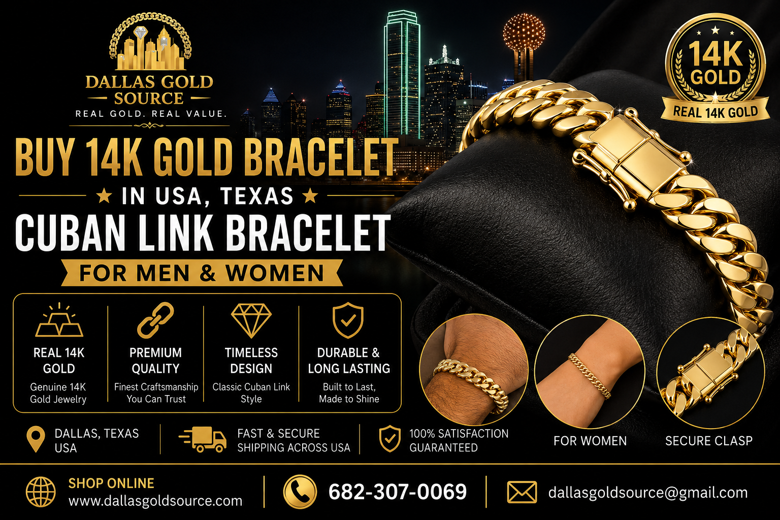 Buy 14K Gold Bracelet in USA, Texas