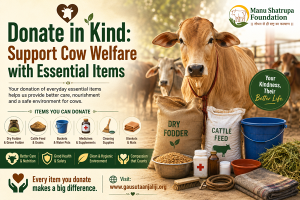 Donate in Kind to support cow welfare with essential items for rescued cows.