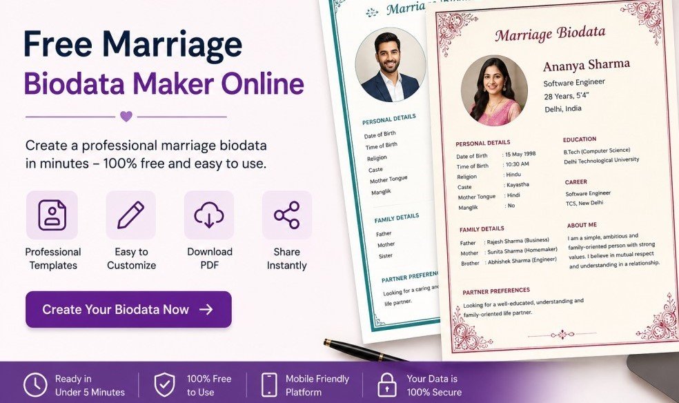 free marriage biodata maker online - press release