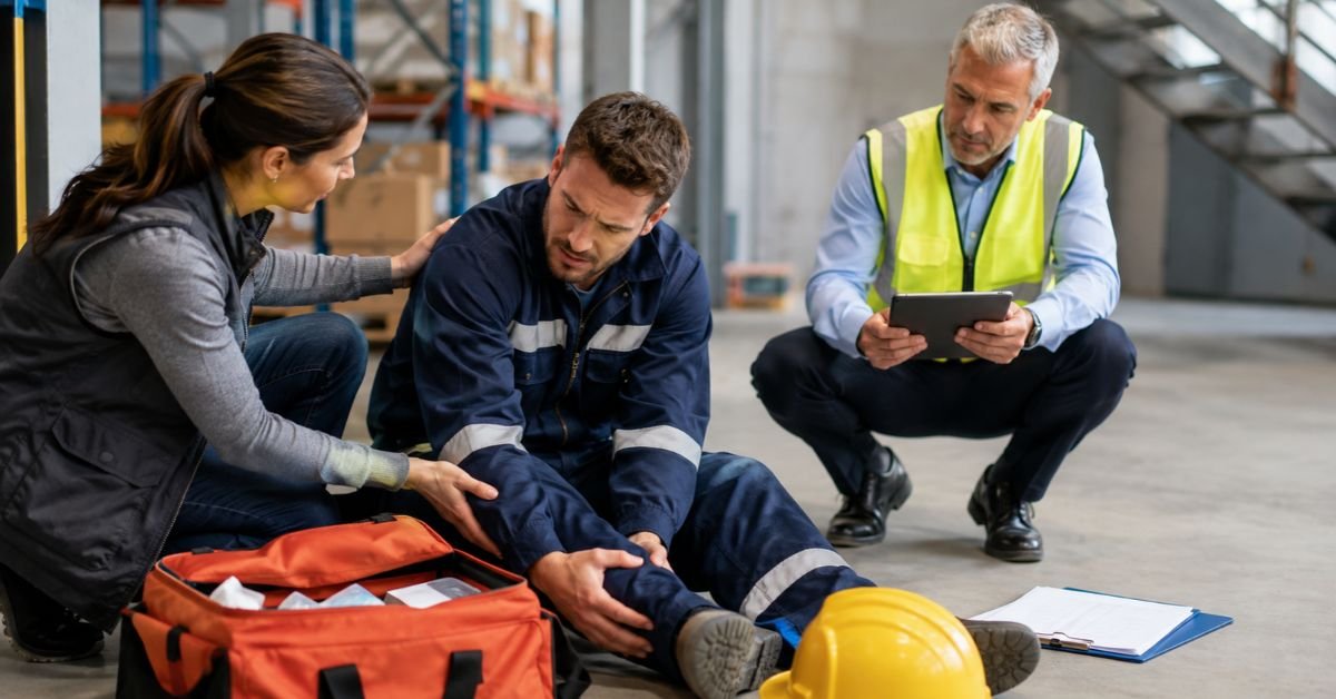 Employee documenting a workplace accident for a potential injury claim