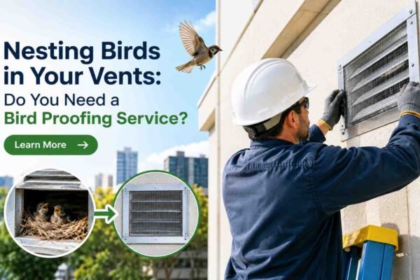 Nesting bird inside a ventilation vent