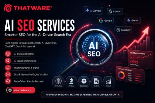 premium AI/SEO technology aesthetic