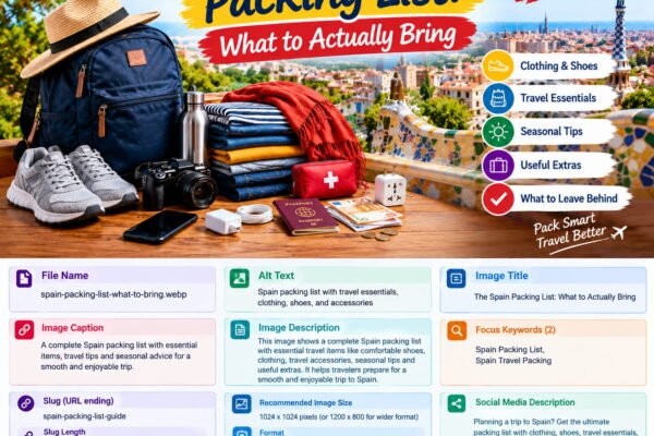 Spain packing list with essential travel items and what to bring