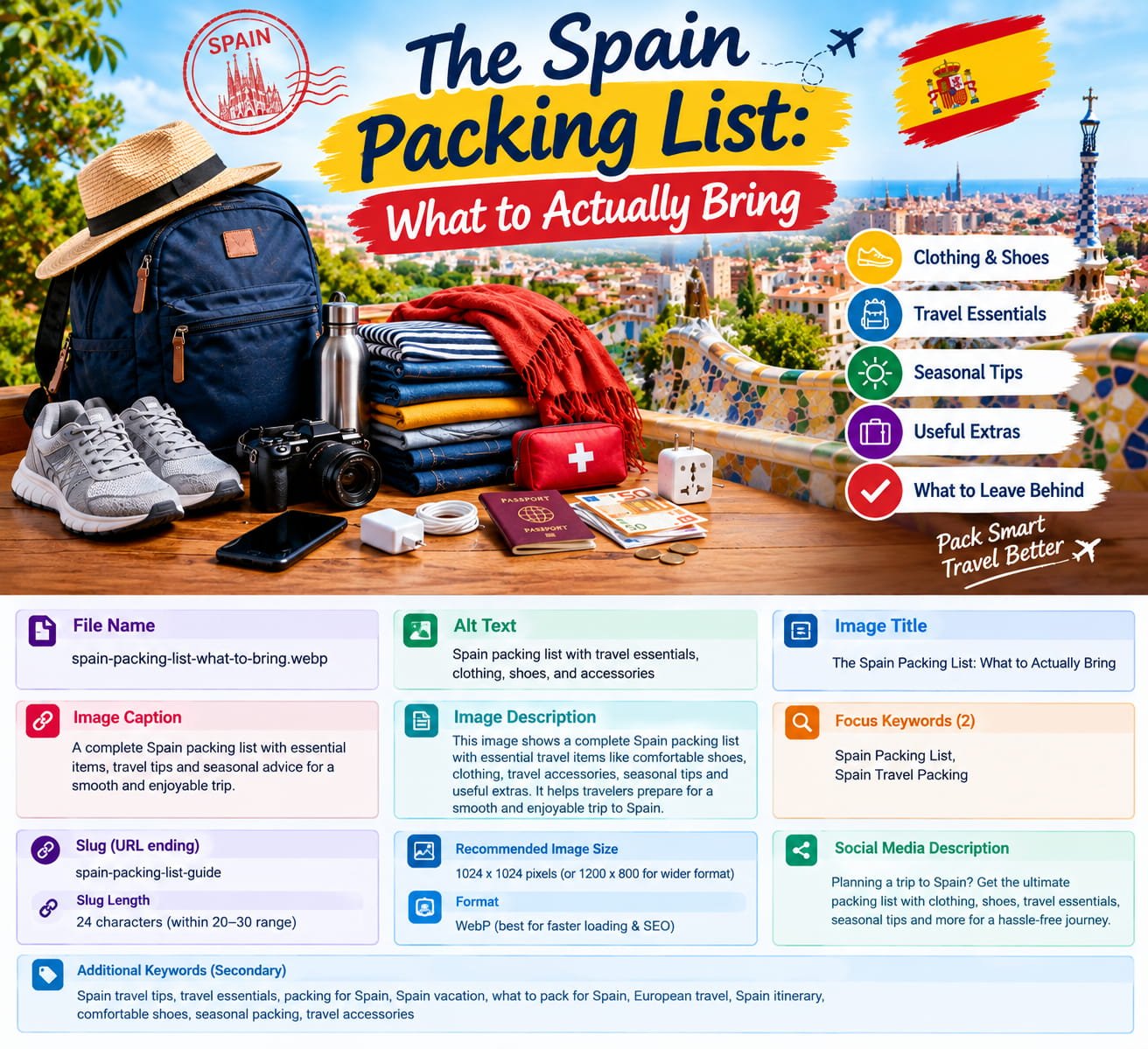 Spain packing list with essential travel items and what to bring