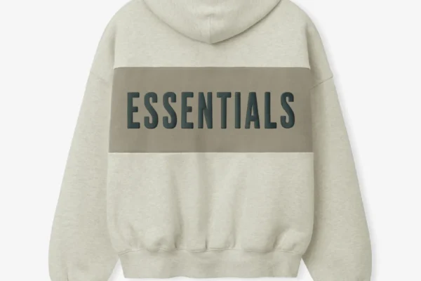 Essentials Cropped Relaxed Panelled Hoodie Vanilla Heather Seal