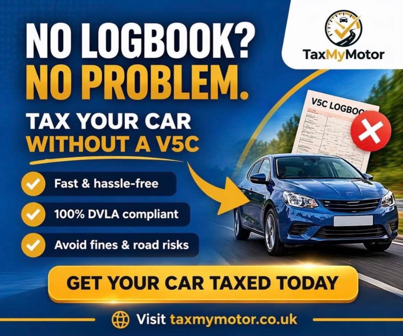 Tax a vehicle without a V5C